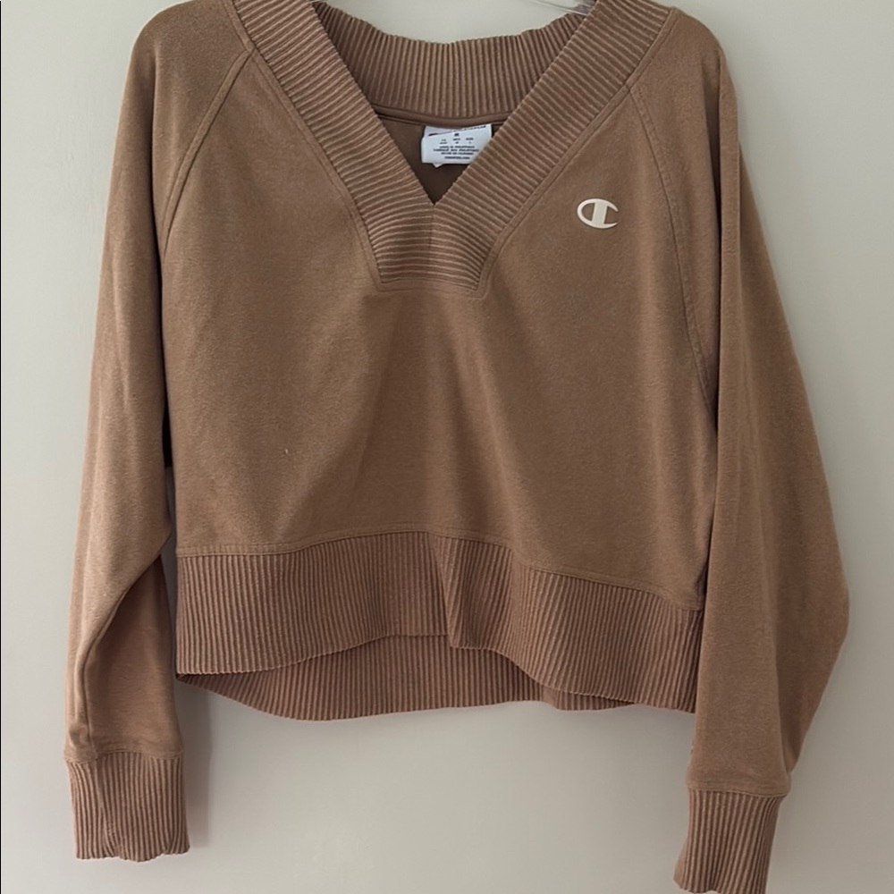Champion Brown V-Neck Sweater Relaxed Fit